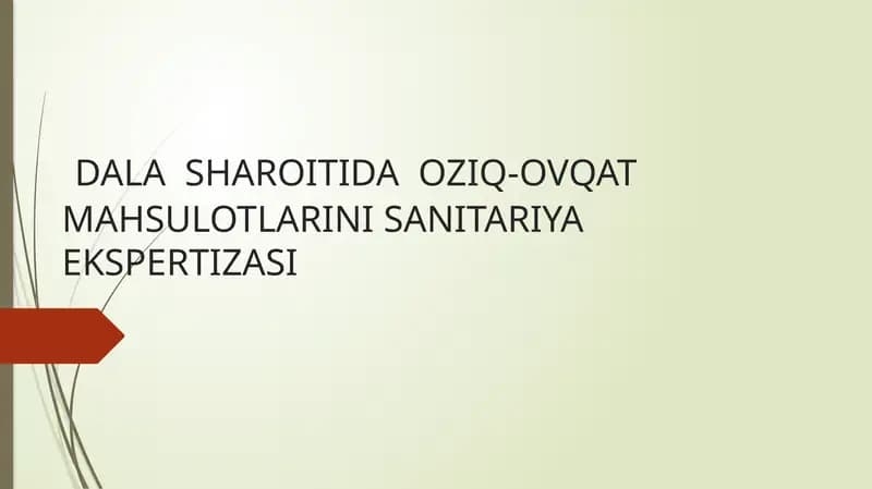 Oziq-ovqat mahsulotlarini sanitariya ekspertizasi