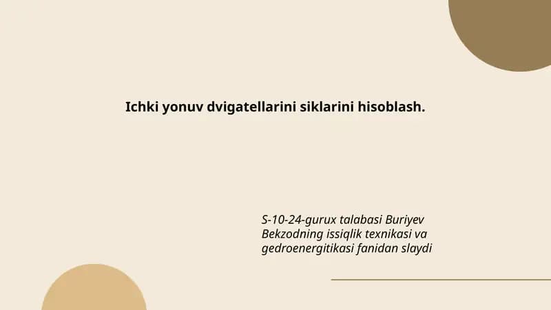 Ichki yonuv dvigatеllarini siklarini hisoblash