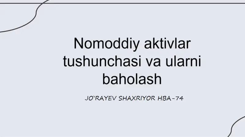 Nomoddiy Aktivlar hisobi