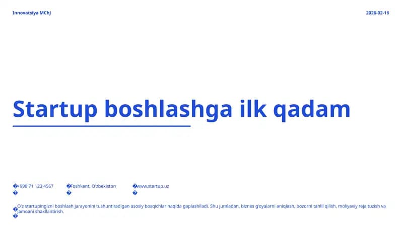 Startap boshlashga ilk qadam