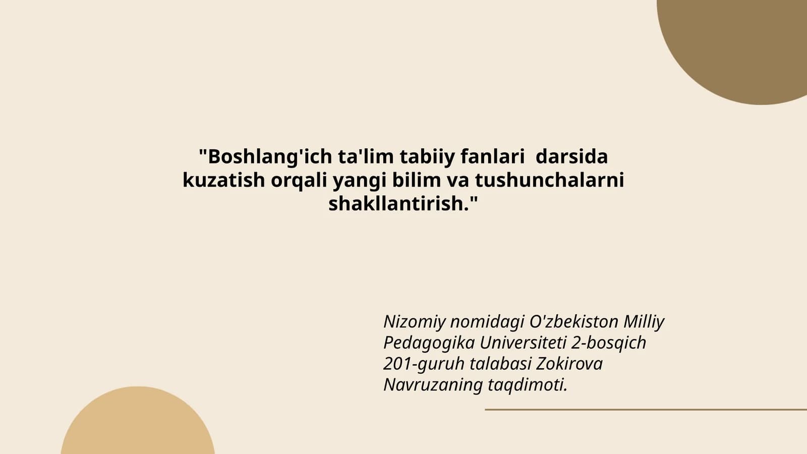 Zokirova Navruzaning taqdimoti