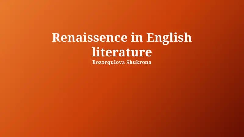 Renaissence in English literature