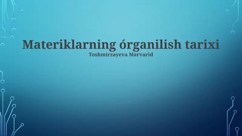 Materiklarning órganilish tarixi