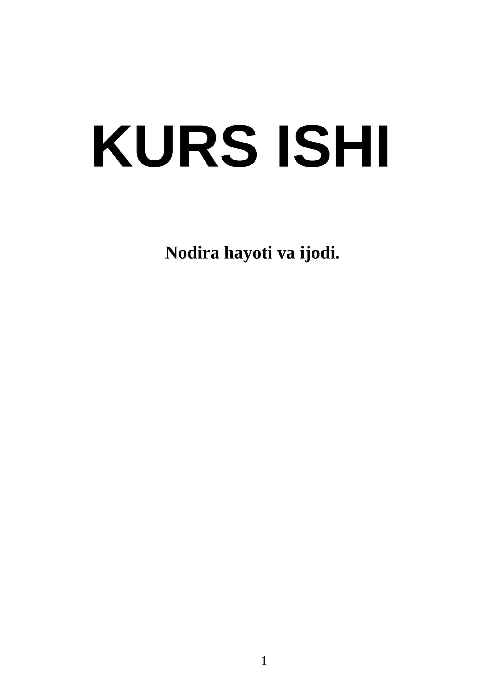 Nodira hayoti va ijodi
