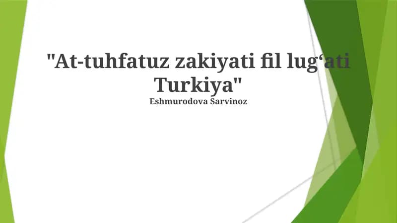 At-tuhfatuz zakiyati fil lugʻati Turkiya