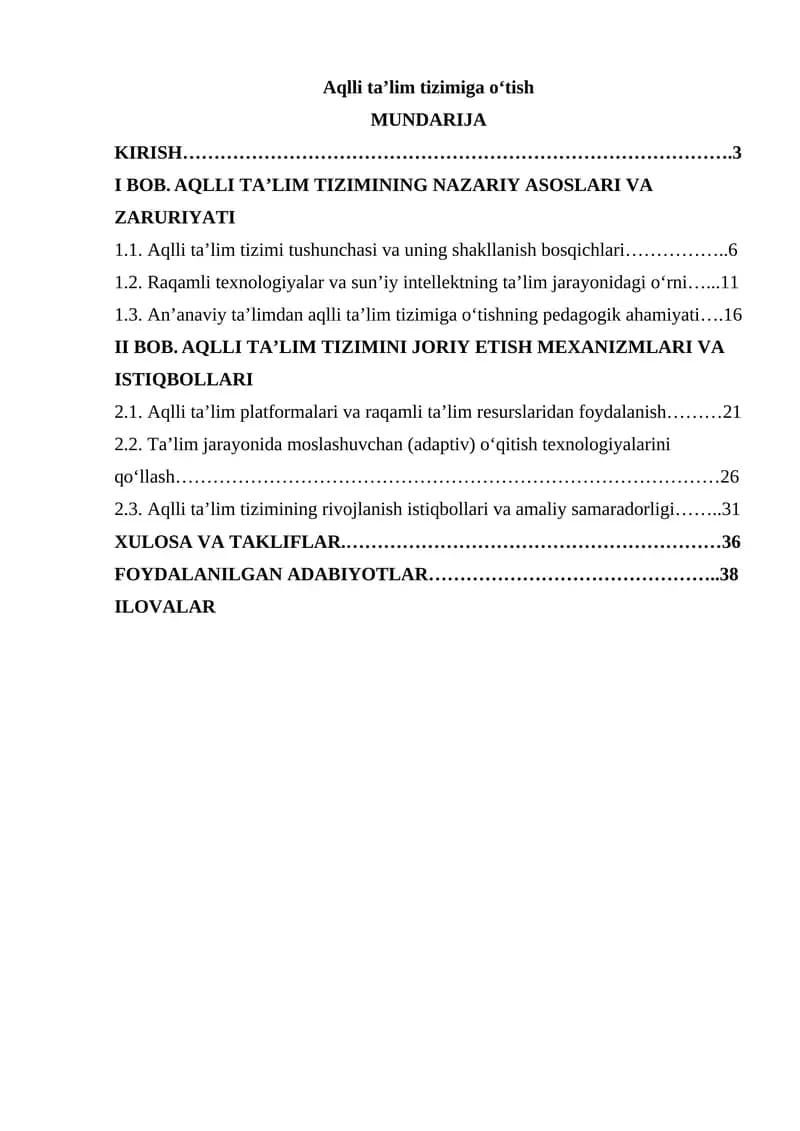 Aqlli ta’lim tizimiga oʻtish