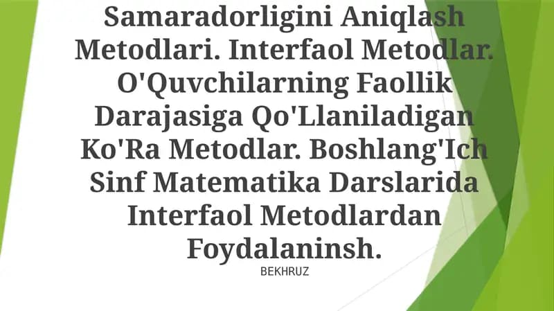 O'Qitishni Tashkil Qilishda Didaktik O'Yin Metodidan Foydalanish
