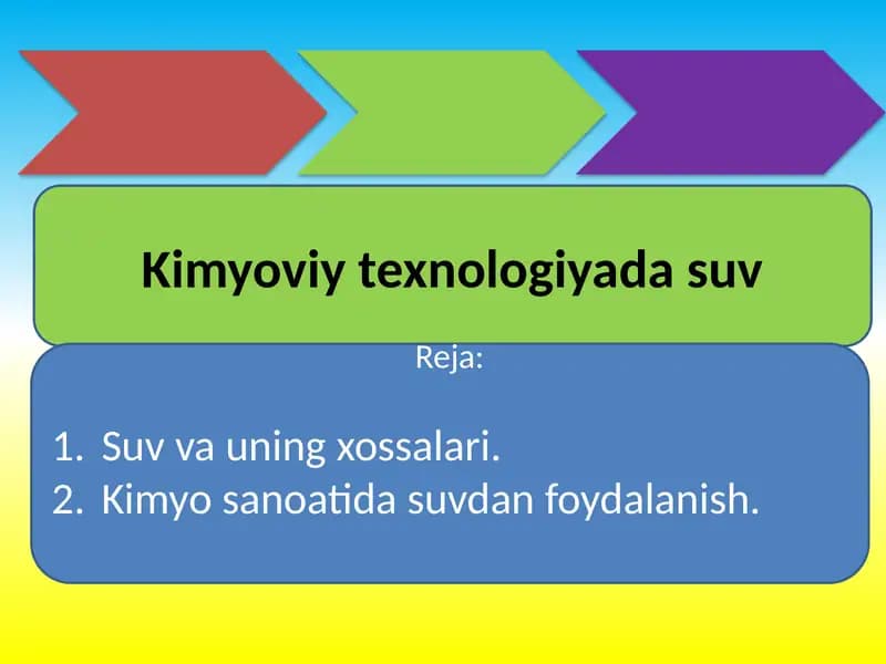 Kimyoviy texnologiyada suv