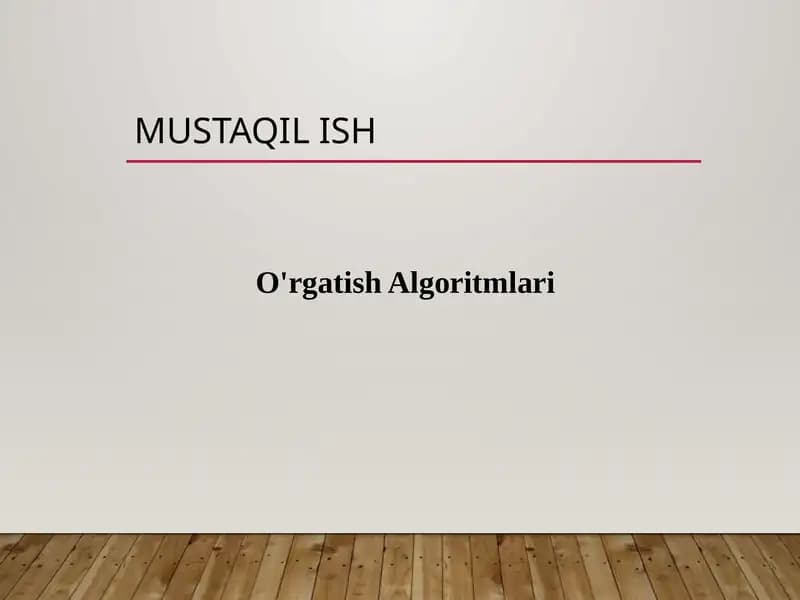 O'rgatish Algoritmlari