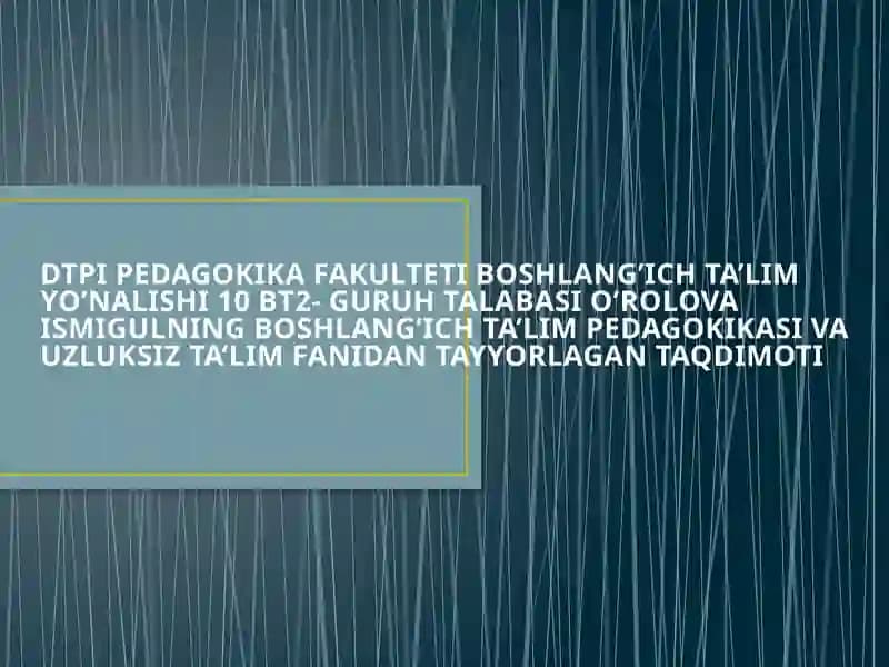 Boshlang’ich Ta’lim Pedagogikasi