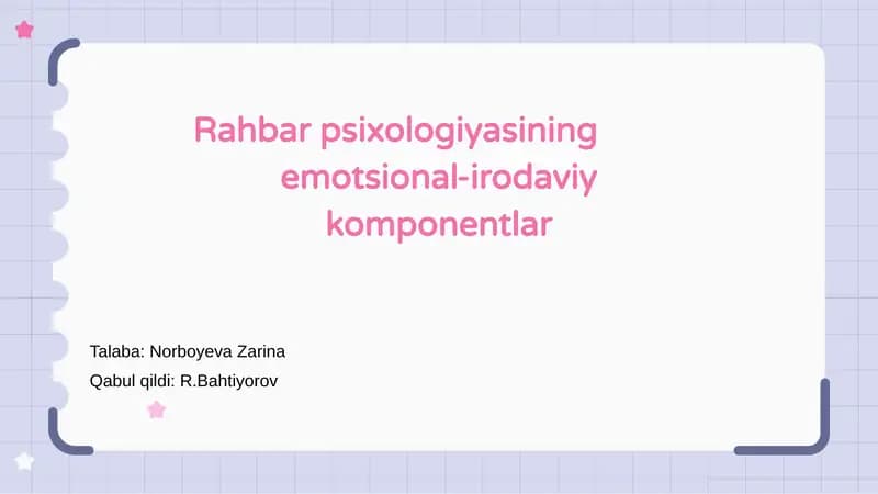 Rahbar psixologiyasining emotsional-irodaviy komponentlar