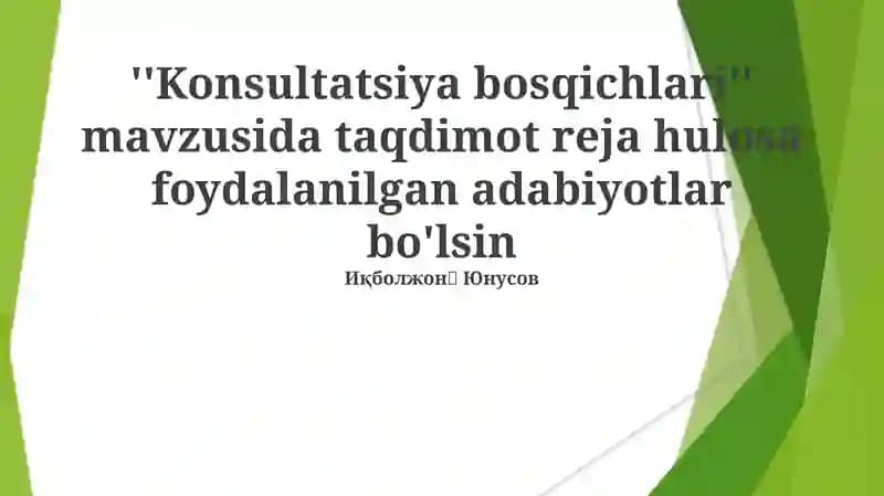 Konsultatsiya bosqichlari