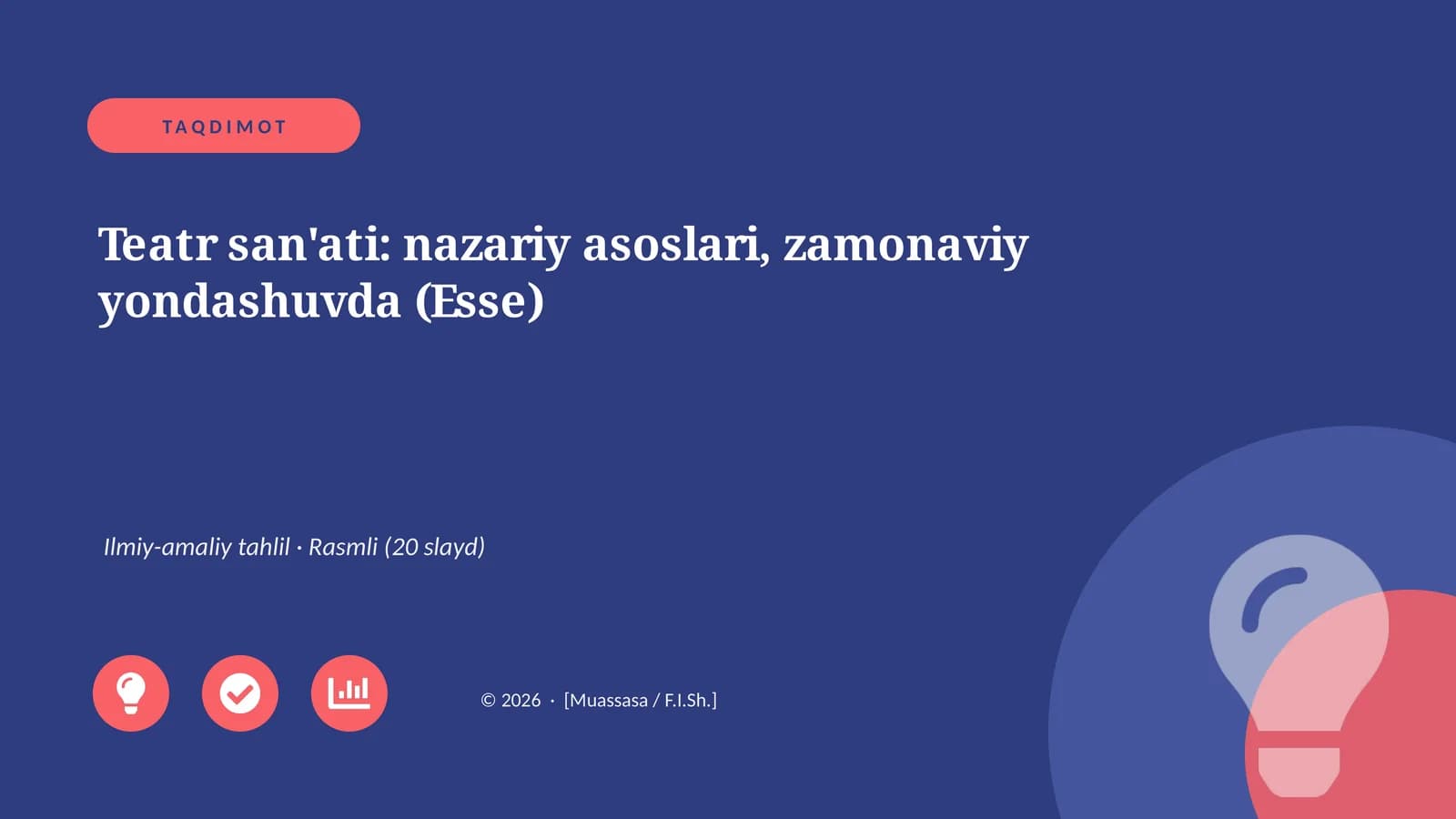Teatr san'ati: nazariy asoslari, zamonaviy yondashuvda (Esse)