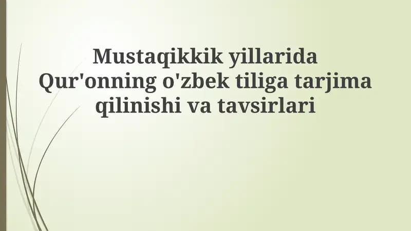 Mustaqillik davridagi Qur'on tarjimalari