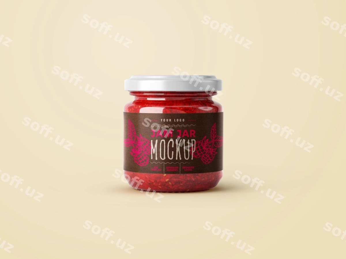 Kichik shohal murabba namunasi | Small jar jam mockup