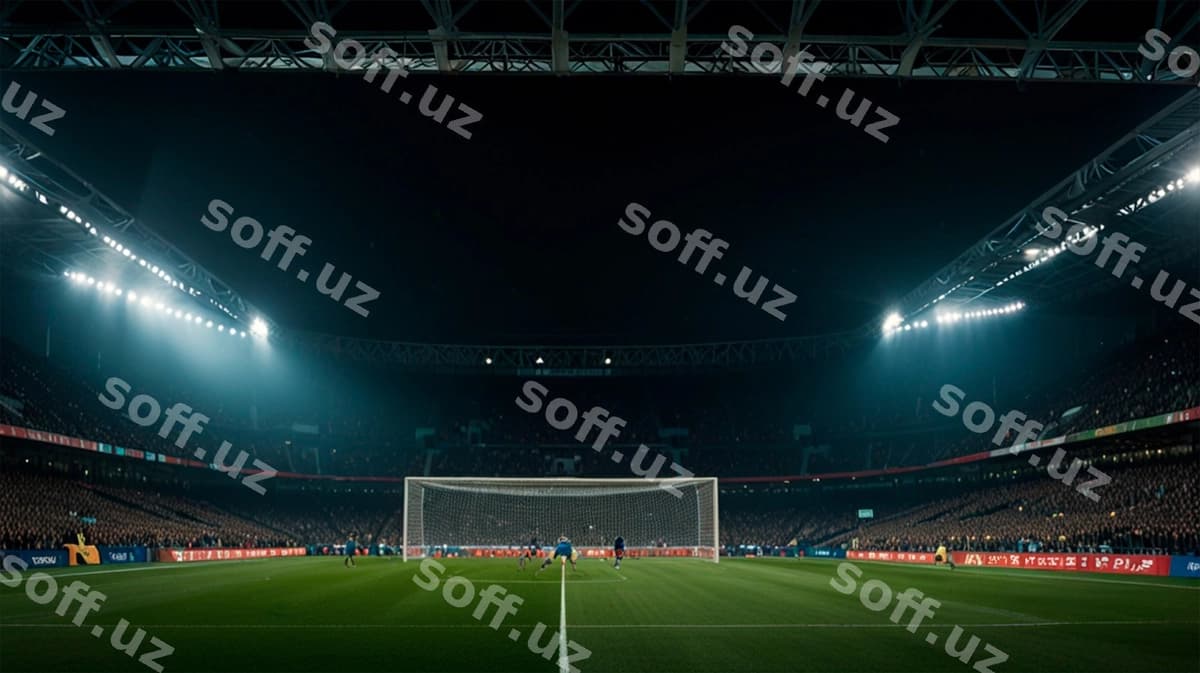 Futbol stadioni, futbol yozilgan darvoza | Soccer stadium with goal that says soccer