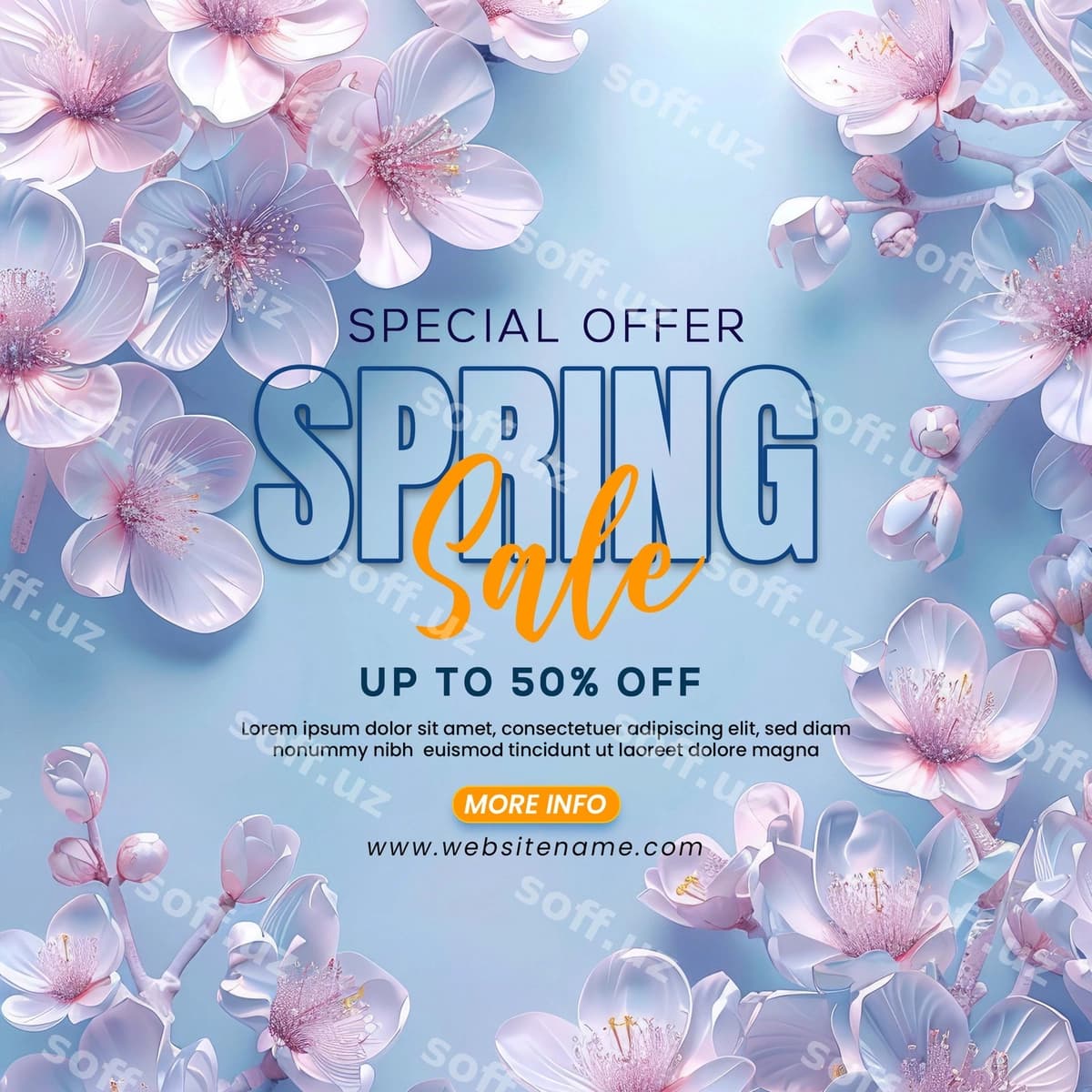 Bahor gulli aktsiya banner dizayn shabloni | Spring floral sale banner design template