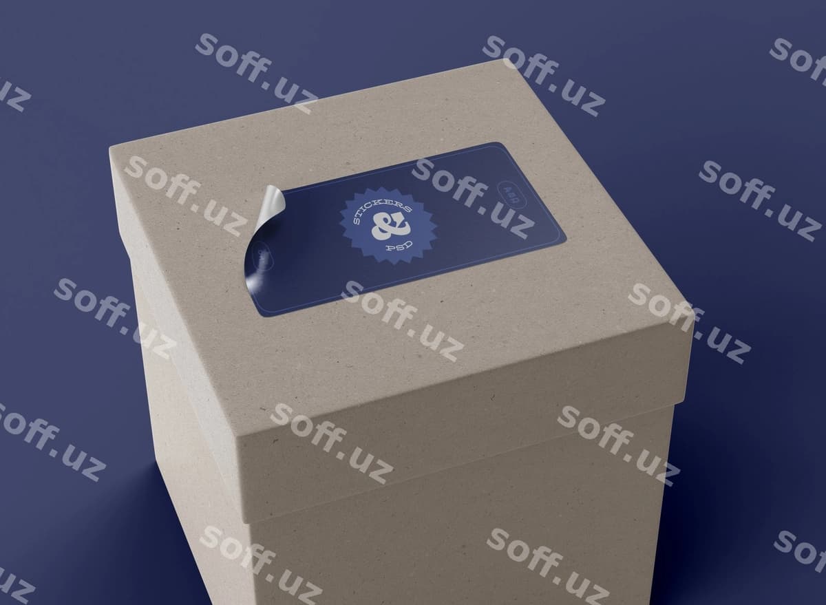 Stiker qutisi mockup | Sticker box mockup