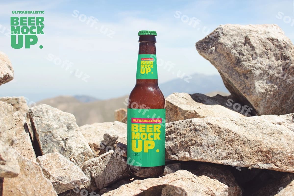 Tosh tabiat pivo modeli toshlardan | Stone nature beer mockup rocks
