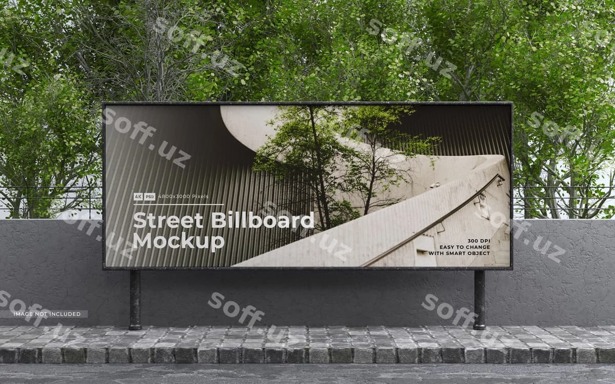 Ko'cha billboardi namunasi yashil mavzular | Street billboard mockup green themes