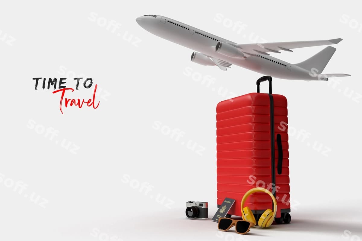 Bagaj samolyot bilan oq fonda ajraltirilgan | Suitcase with airplane isolated white