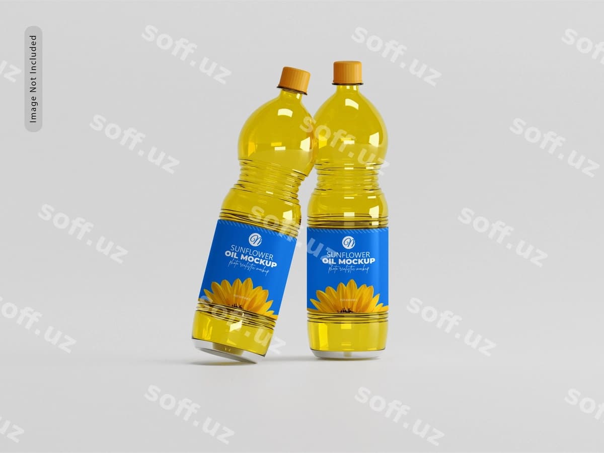 Qizil mavzo yog'i shisha namunasi | Sunflower oil bottle mockup
