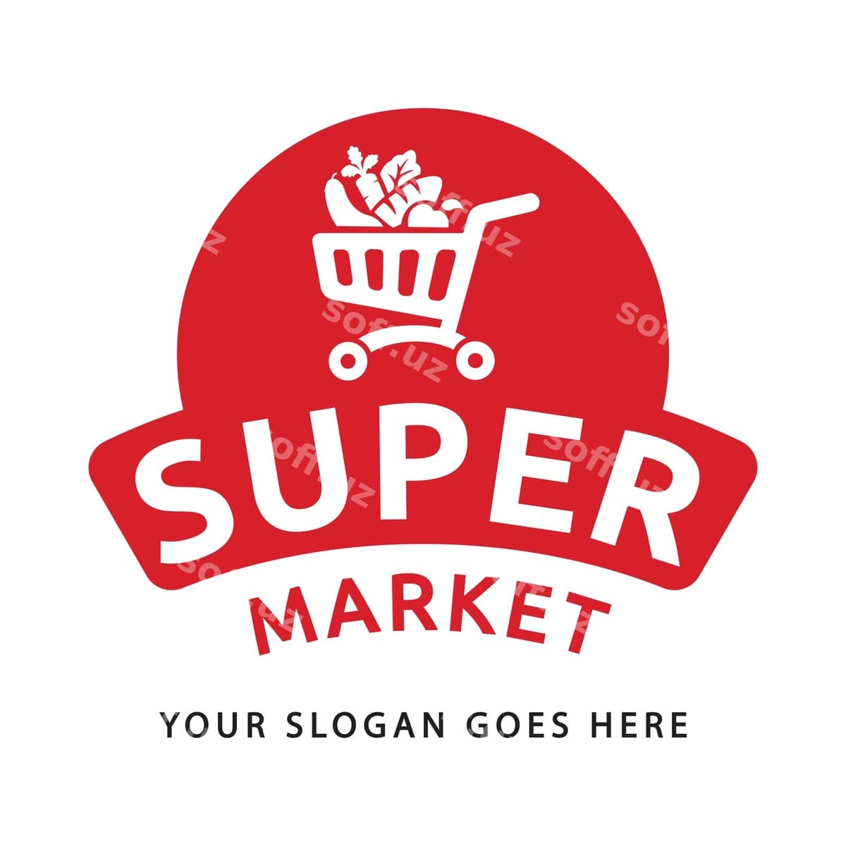 Supermarket logotipi xarid savati sovg'alari bilan | Supermarket logo with shopping cart gifts