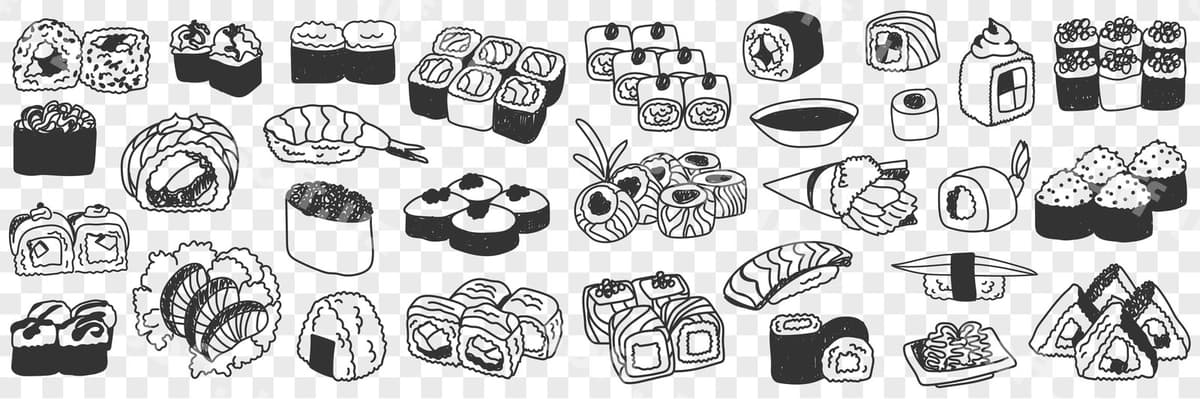 Sushi litaplyarlari chiziklar komplekti | Sushi rolls doodle set