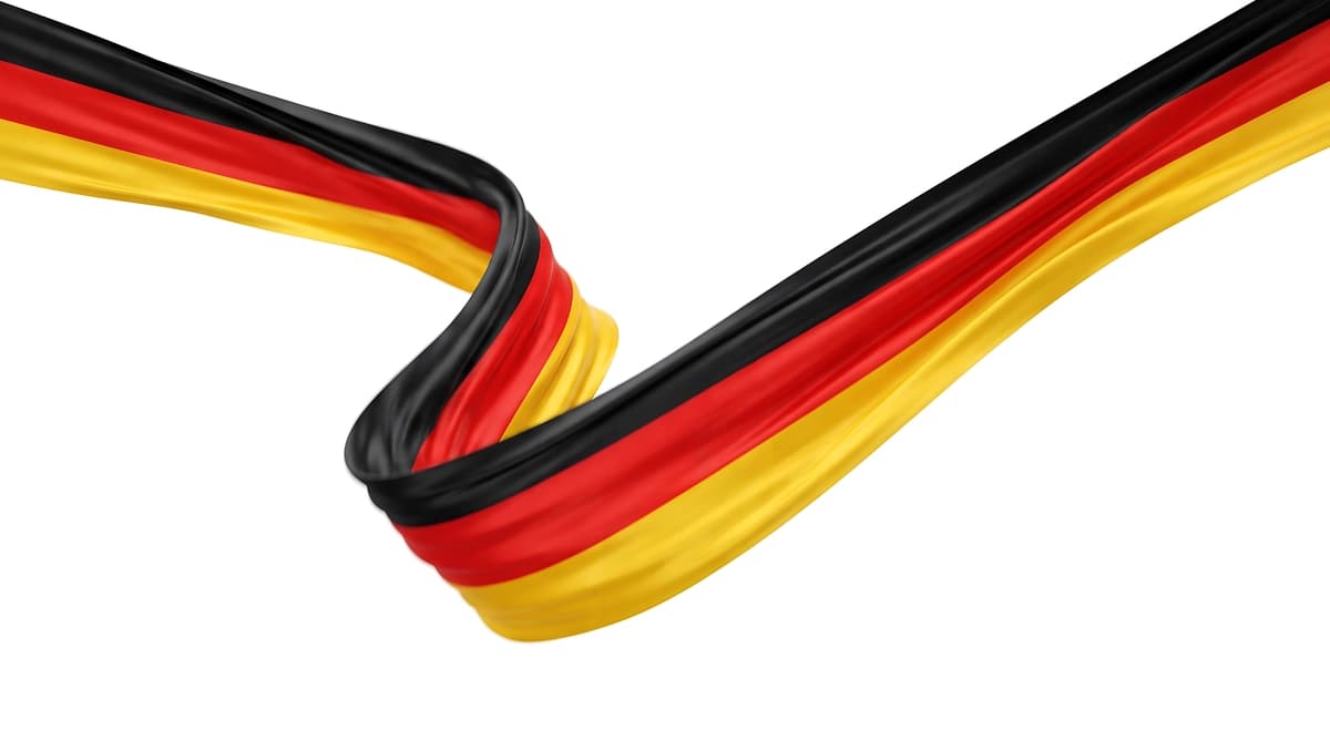 Aylanayotgan Germaniya bayrog‘i lentasi foni | Swirling german flag ribbon background
