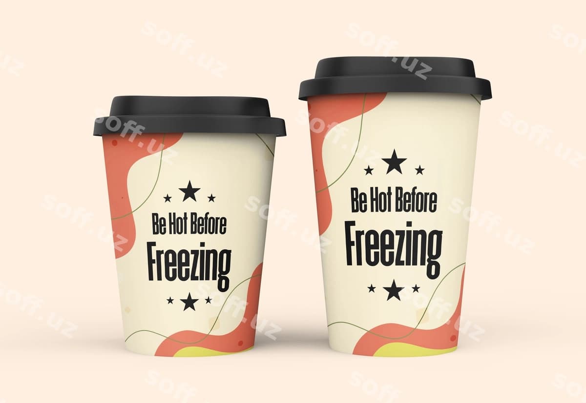 Olib chiqish qogʻoz kupat modeli | Take away paper cup mockup