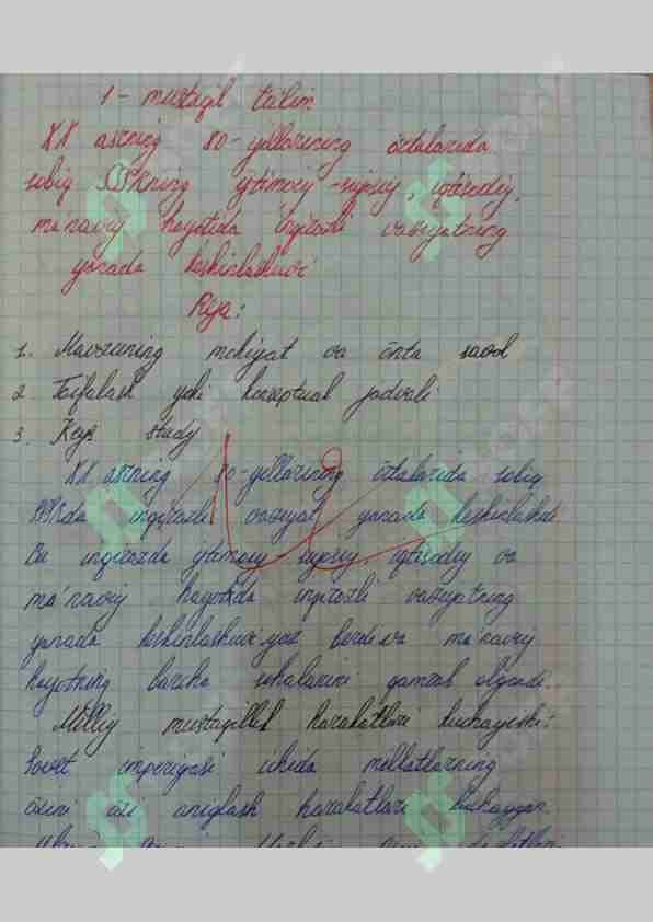 Oʻzbekistonning eng yangi tarixi fanidan mustaqil ta'lim -mavzu:XX asrning 80-yillarining o'rtalarida sobiq SSSRning ijtimoiy -siyosiy iqtisodiy ma'naviy hayotida inqirozli vaziyatning yanada keskinlashuvi