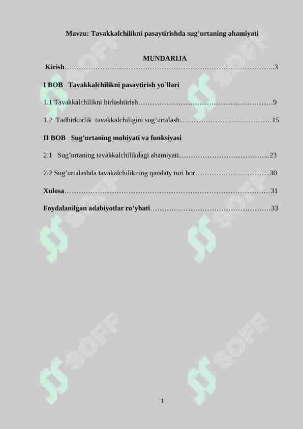 Tavakkalchilikni pasaytirishda sug'urtaning ahamiyati