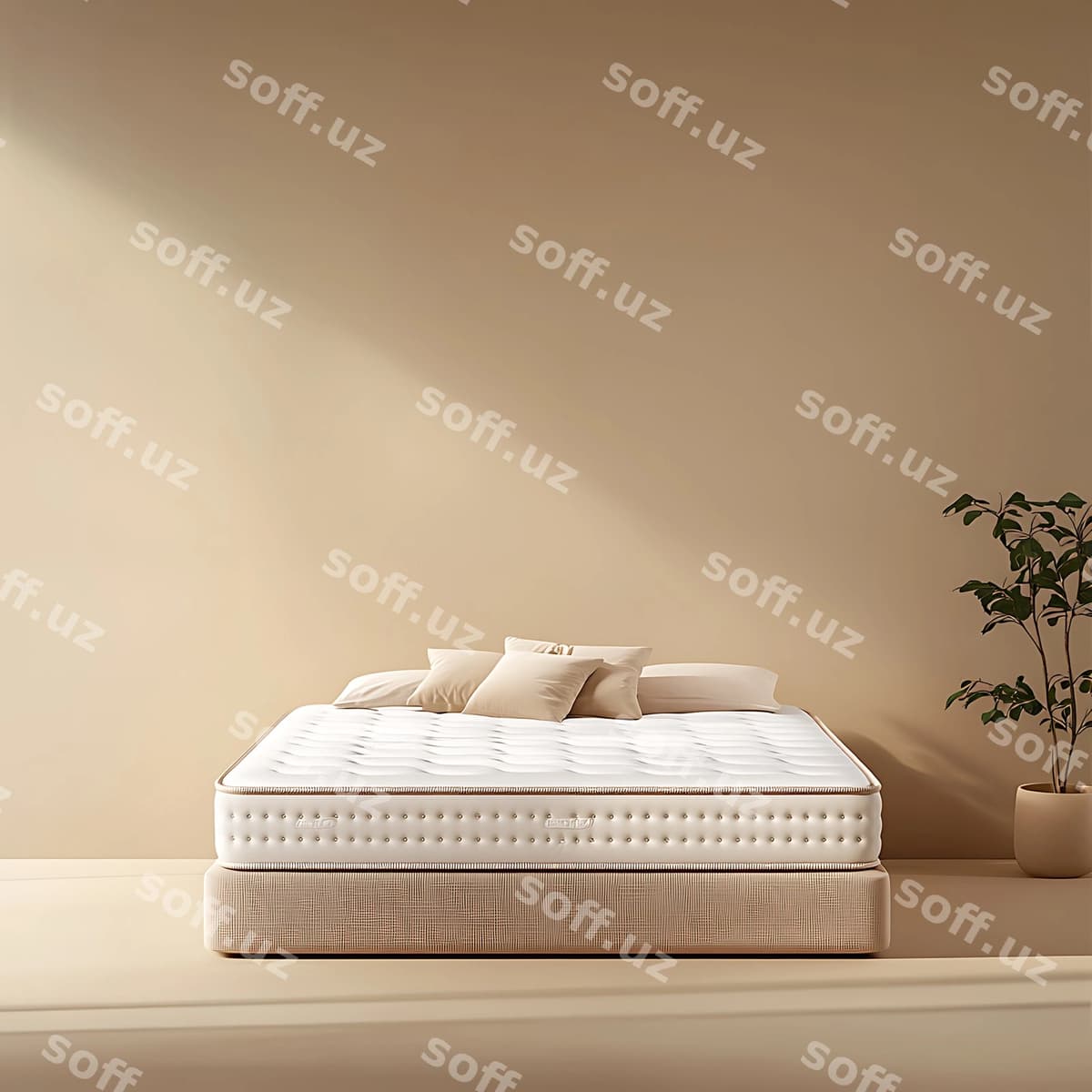 Xonada yotoq bor, u birinchar bilan. | There is bed with pillow pillows it room