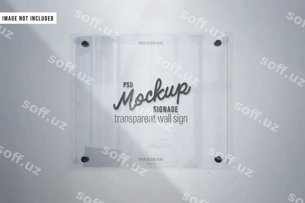 Shaffof akrilik belgi mockup | Transparent acrylic sign mockup