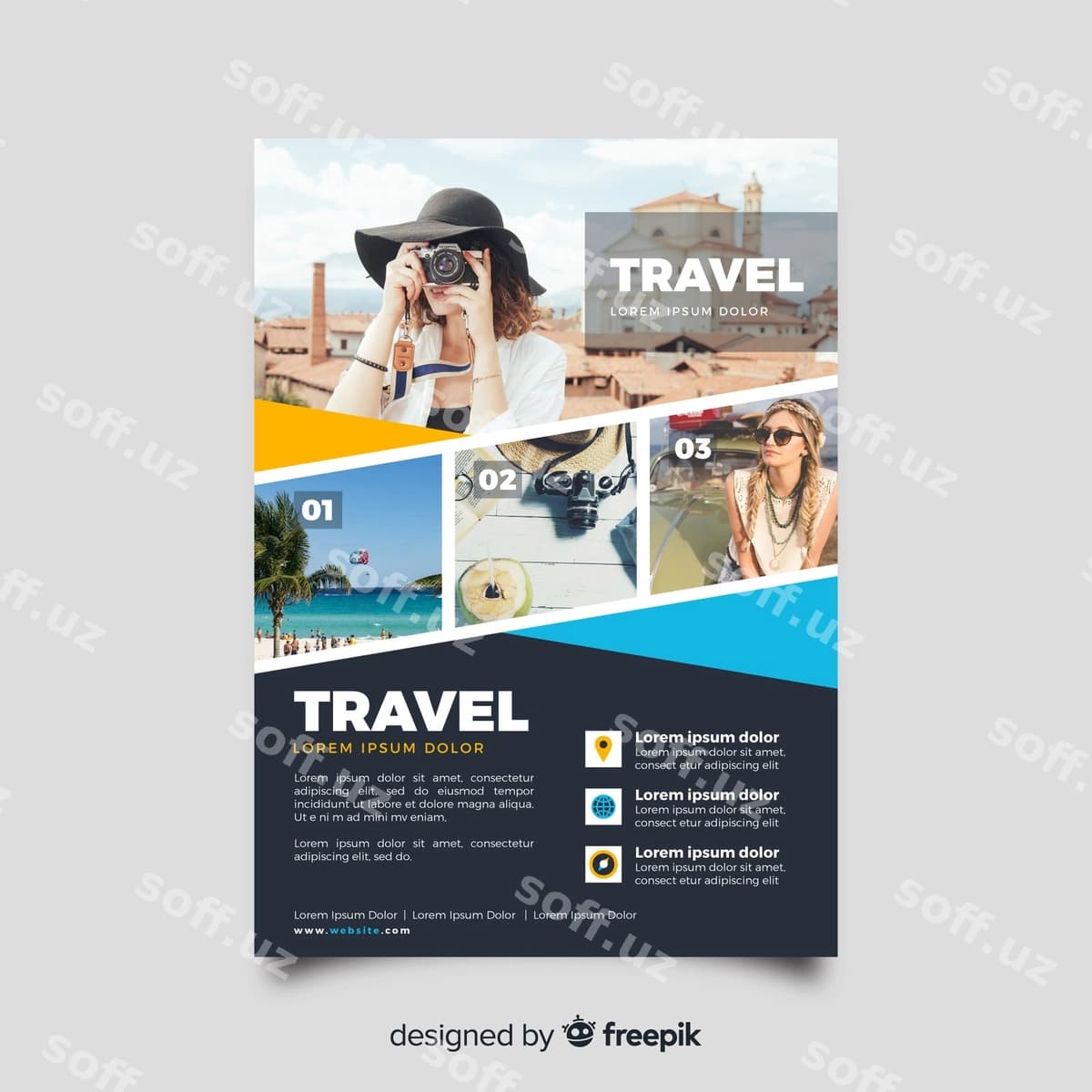 Sayohat flyeri shabloni foto bilan | Travel flyer template with photo