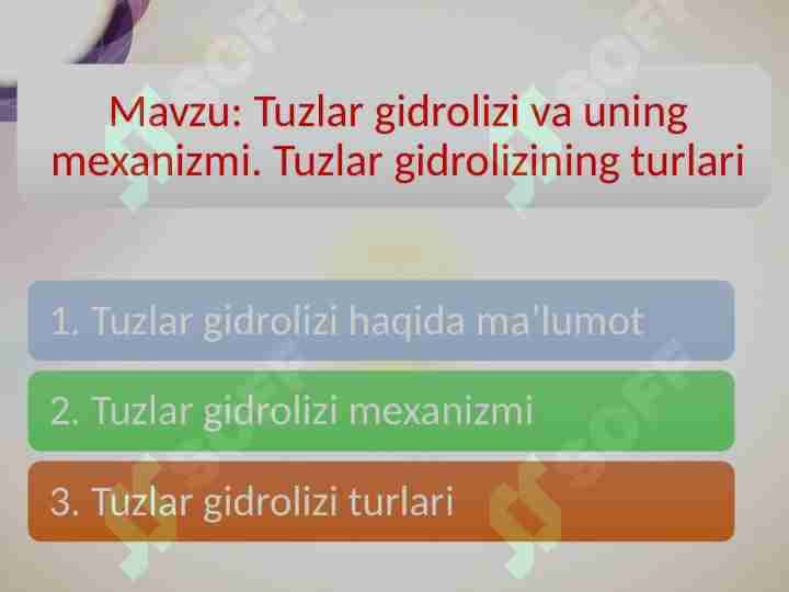 Tuzlar gidrolizi va uning mexanizmi.