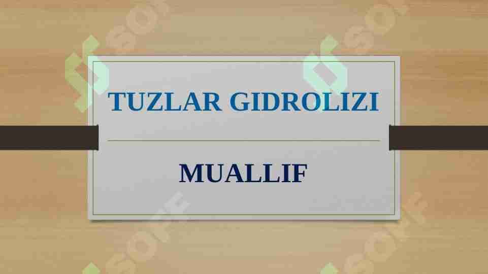 TUZLAR GIDROLIZI