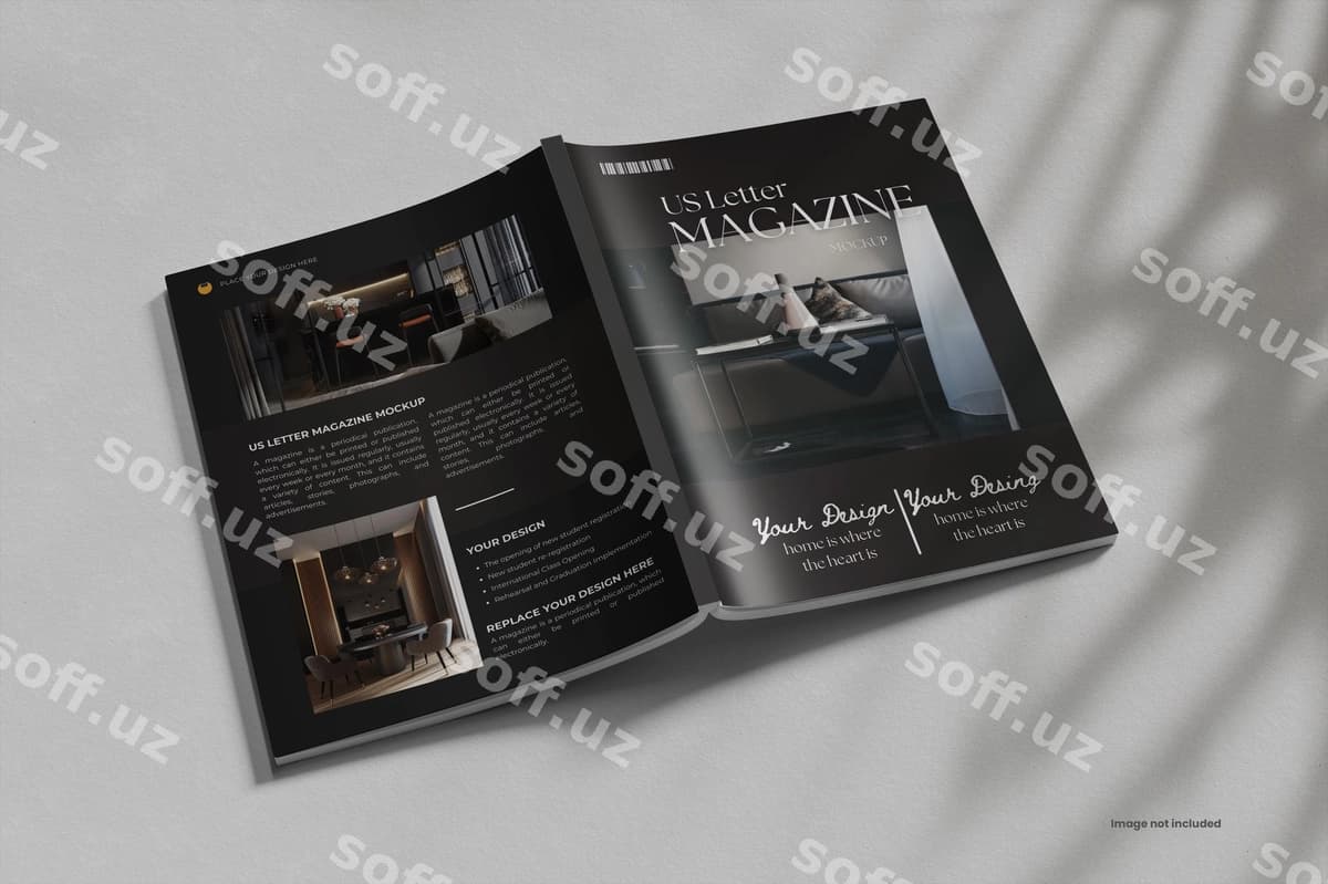 US Letter magazin muqaddima namunasi | Us letter cover magazine mockup
