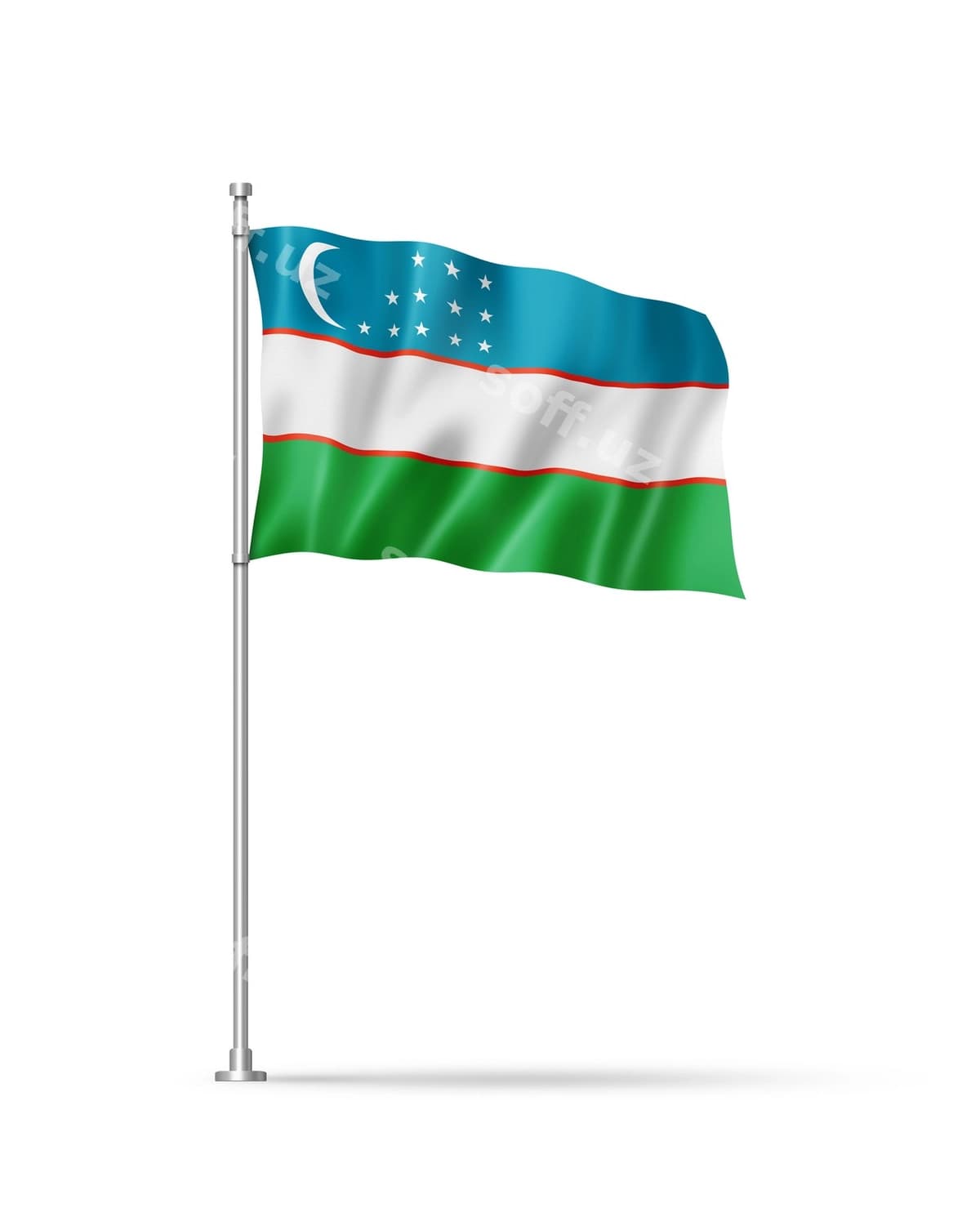 Oʻzbekiston bayrogʻi oq fonida | Uzbekistan flag isolated white