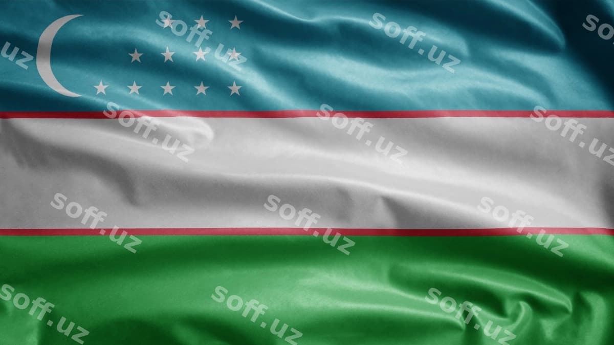 Oʻzbekiston bayroqi shamolda koʻtarilayotgan | Uzbekistan flag waving wind