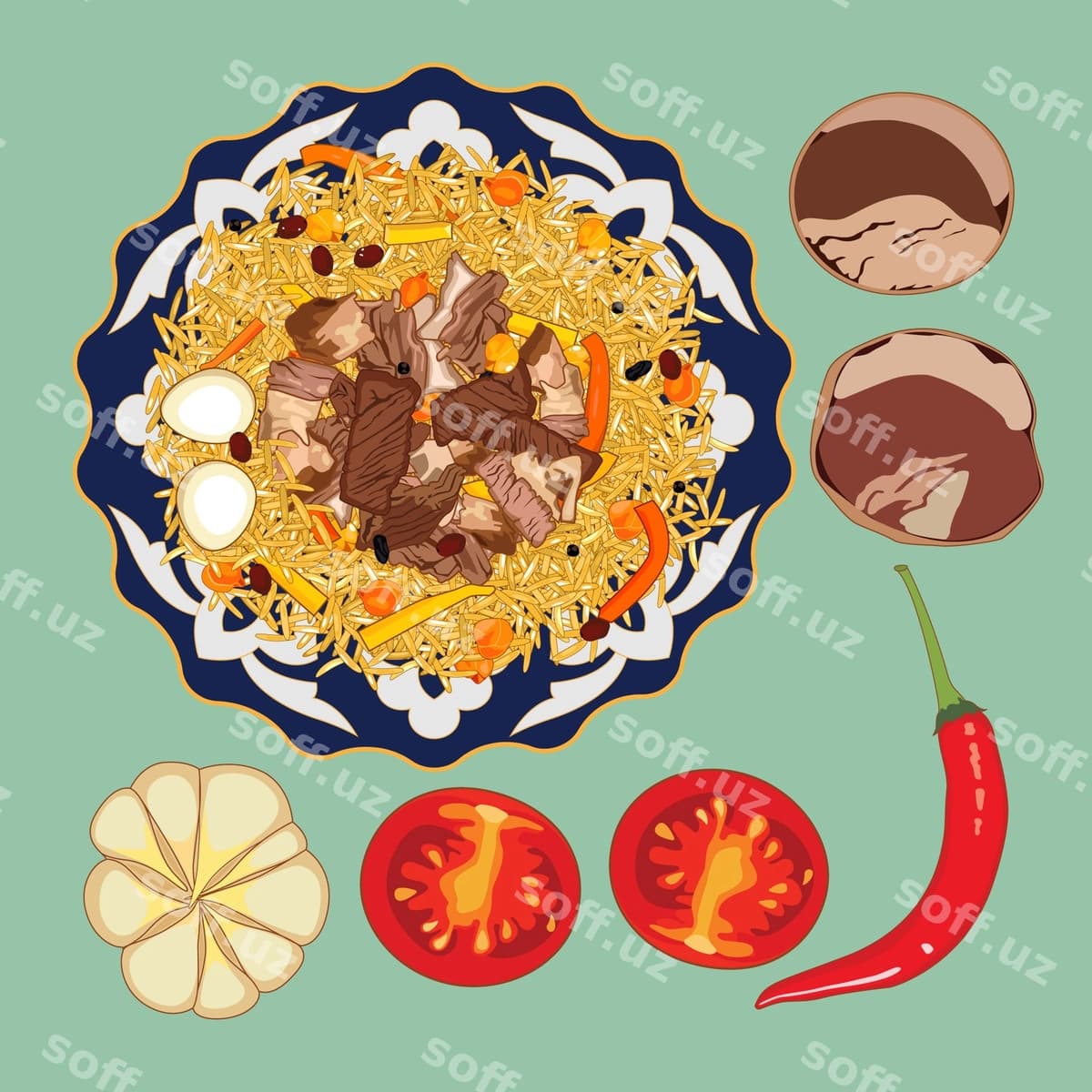 Vector palov ovqati | Vector plov food