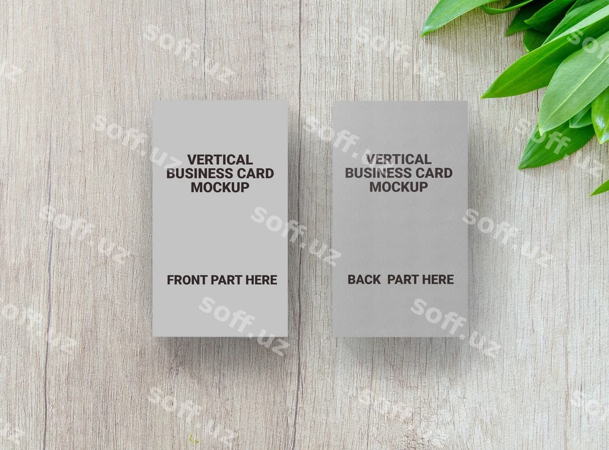 Vertikal biznes karta namunasi | Vertical business card mickup
