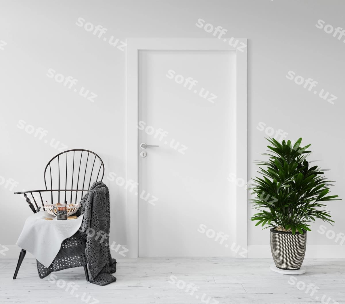 Devor bilan bo'sh eshik mockup | Wall with blank door mockup