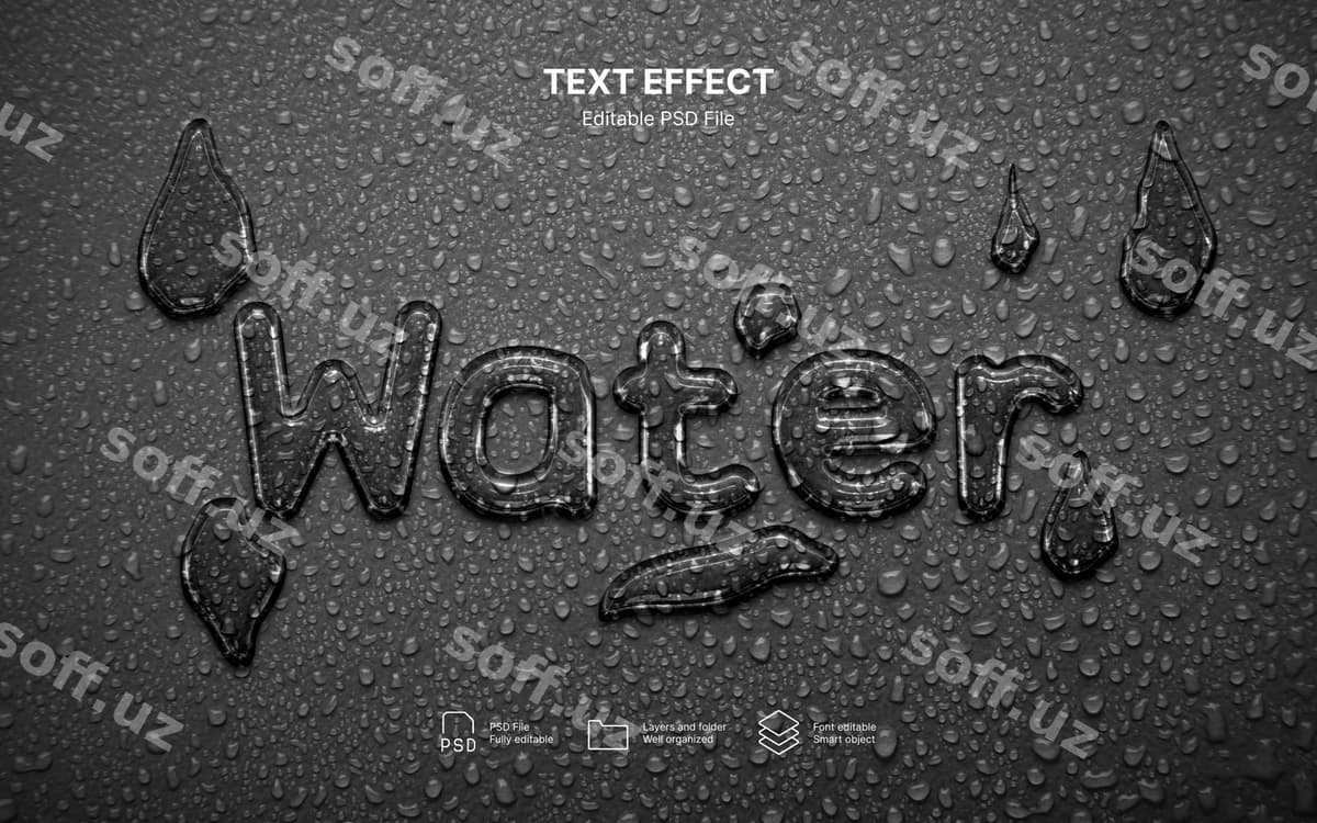 Suv damchi matn efekti | Water drop text effect