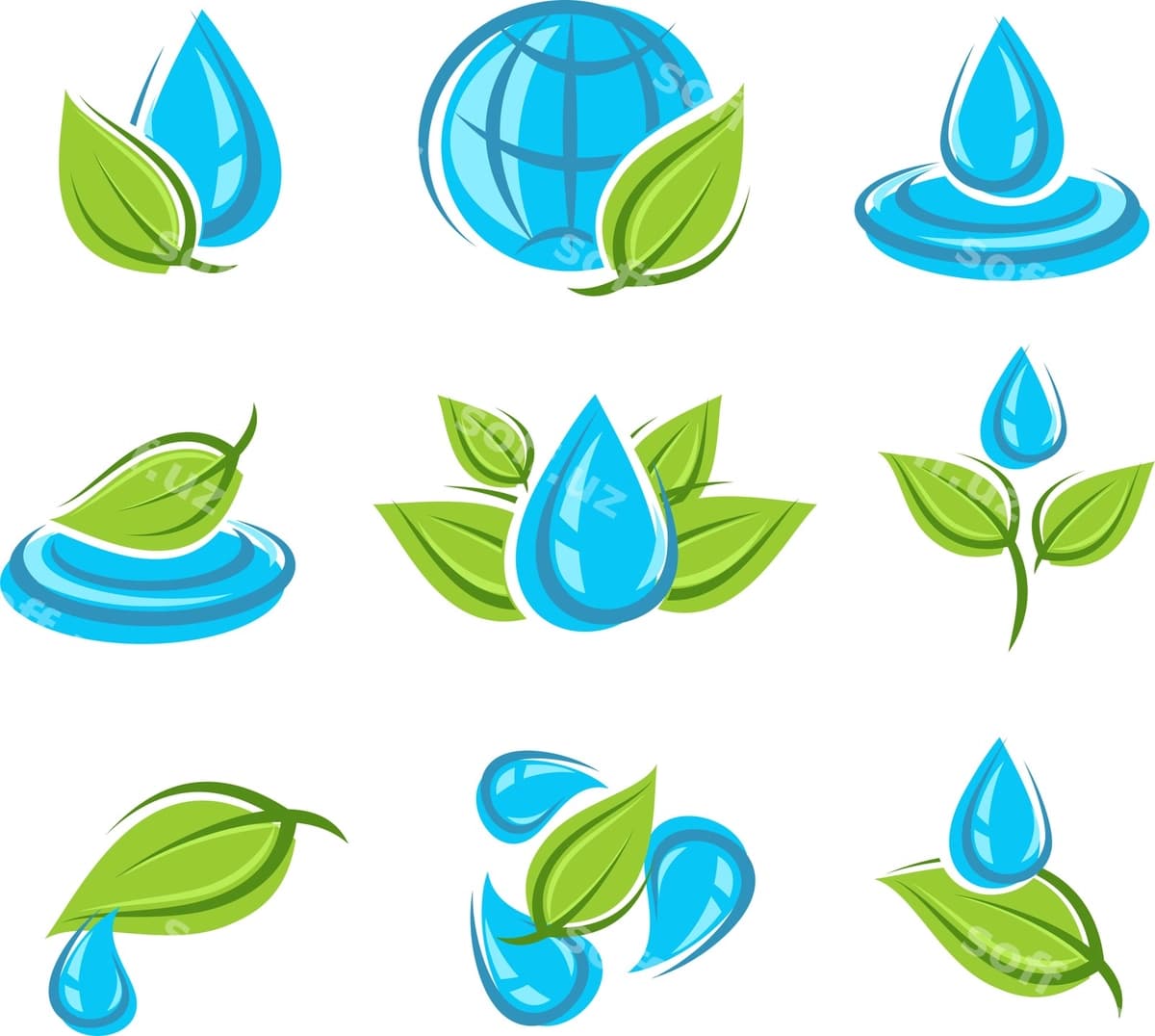 Suv ikon to'plami vektor | Water icon set vector