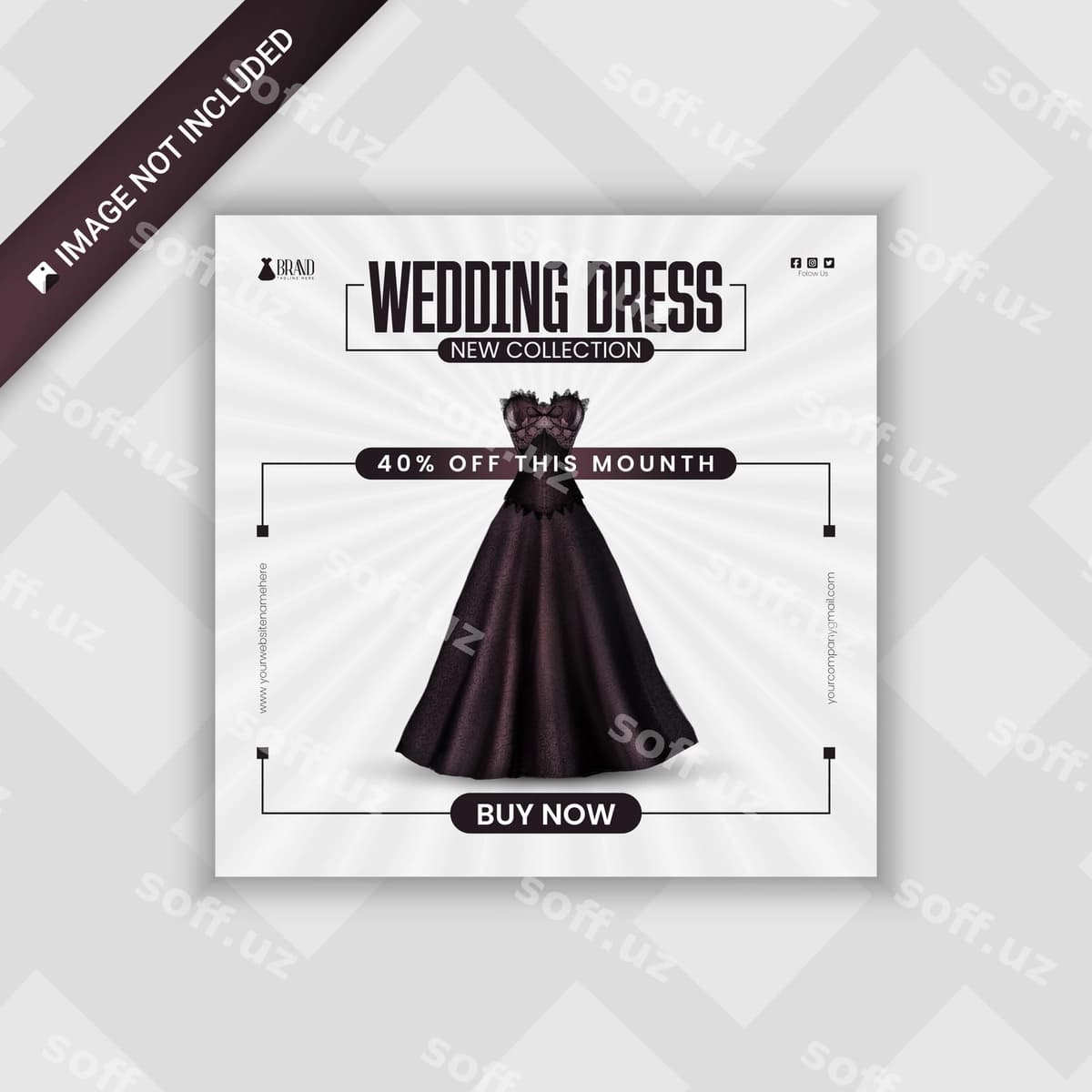 Turona kiyimi uchun ijtimoiy tarmoqlarda post dizayni | Wedding dress social media post design