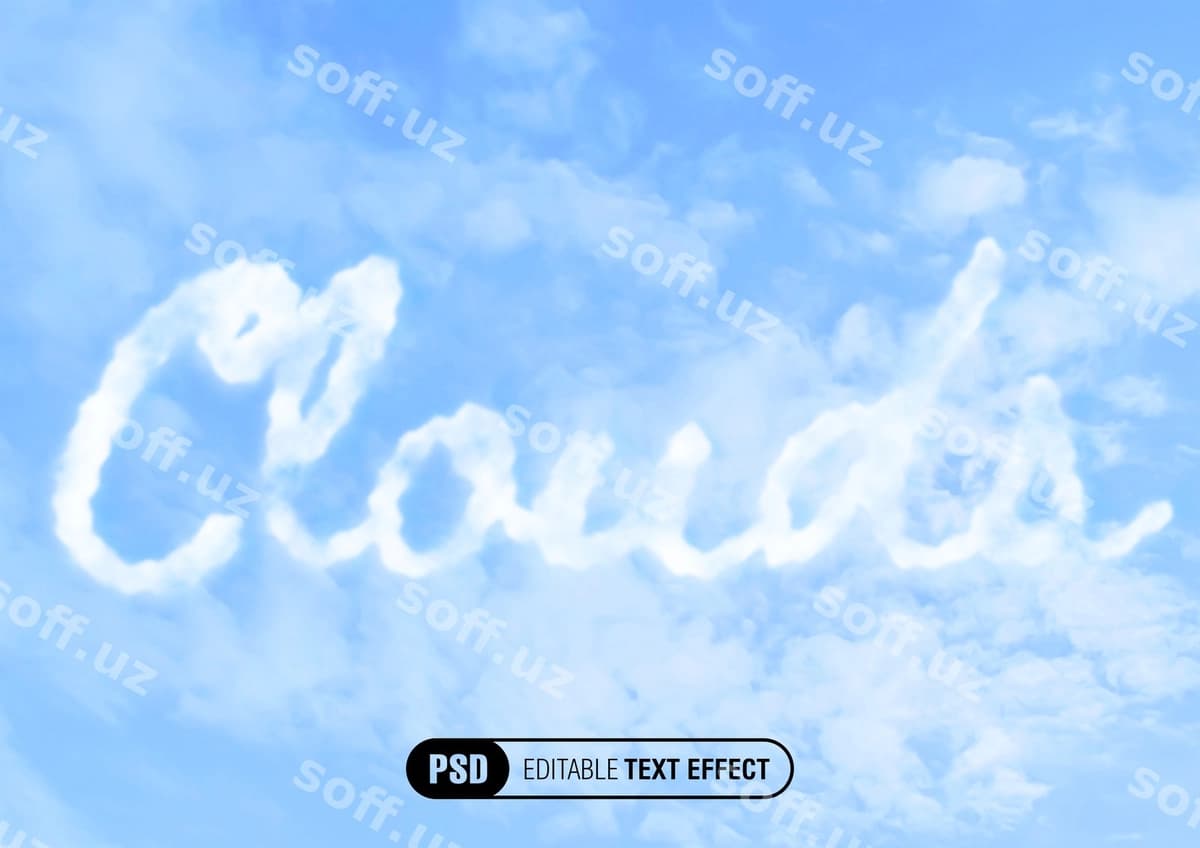 Oq bulutlar matn effekti ko'k osmon | White clouds text effect blue sky