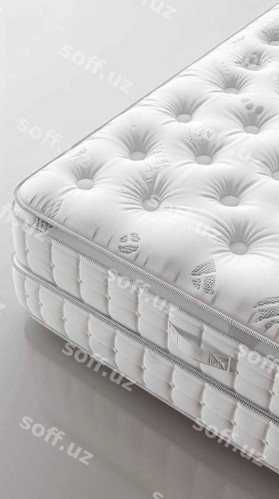 Oq yostiq pastki qismi gulli dizayn | White mattress with flower design bottom