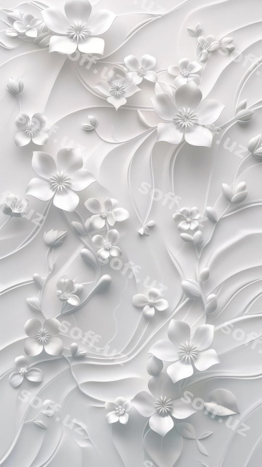 Oq qog'oz gullari teksturali fon | White paper flowers textured background