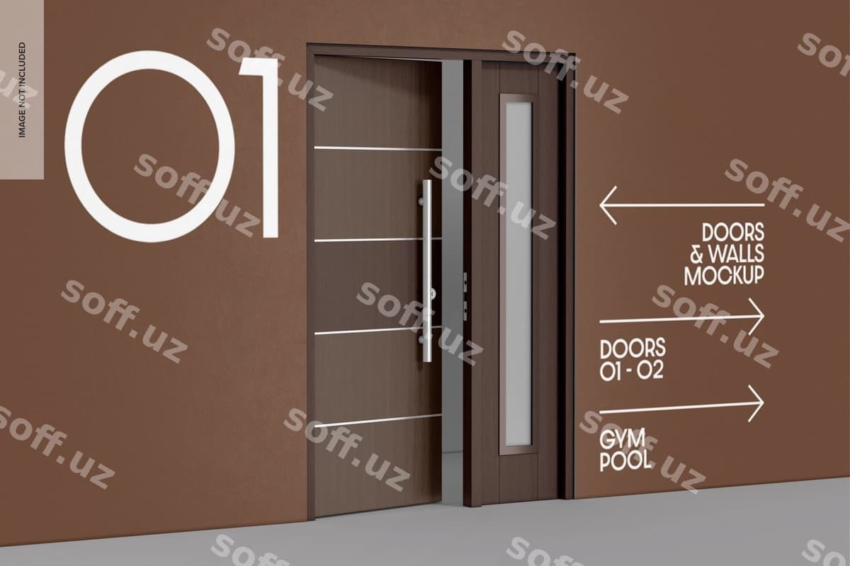 Yog'och eshta namunasi ochilgan | Wood door mockup opened